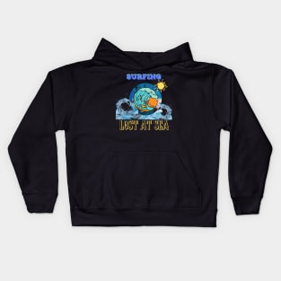 Lost at Sea Surfing Design Kids Hoodie